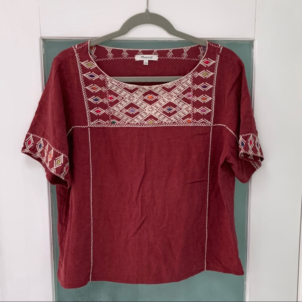 Madewell Embroidered Linen Top